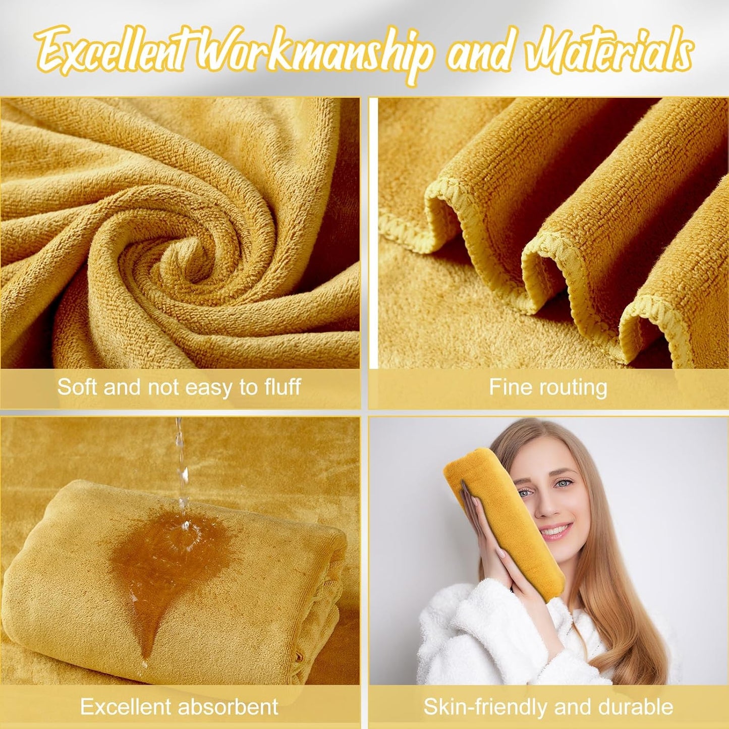 16 Pack Microfiber Bath Towels Bulk 27'' x 60'' Oversized Size Bath Towel Highly Absorbent Extra Large Soft Drying for Shower Beach Salon Winter Sport Spa Gym (Simple,Camel)