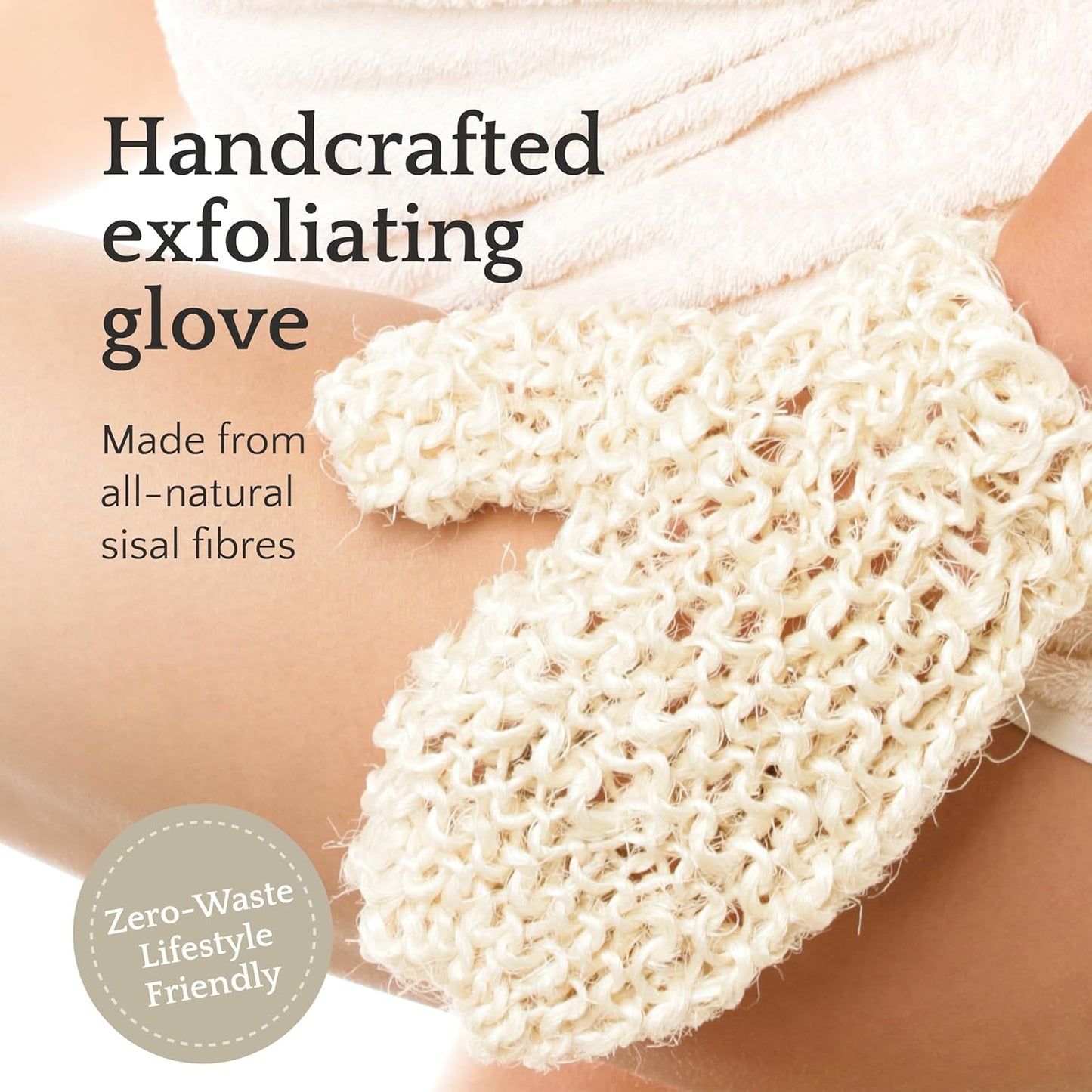 Sisal Body Exfoliator Glove 9", Natural Shower Mitt with Loofah Texture for Deep Cleansing, Dry Brushing, Smooth Skin, Salt, Kusamba by QUR