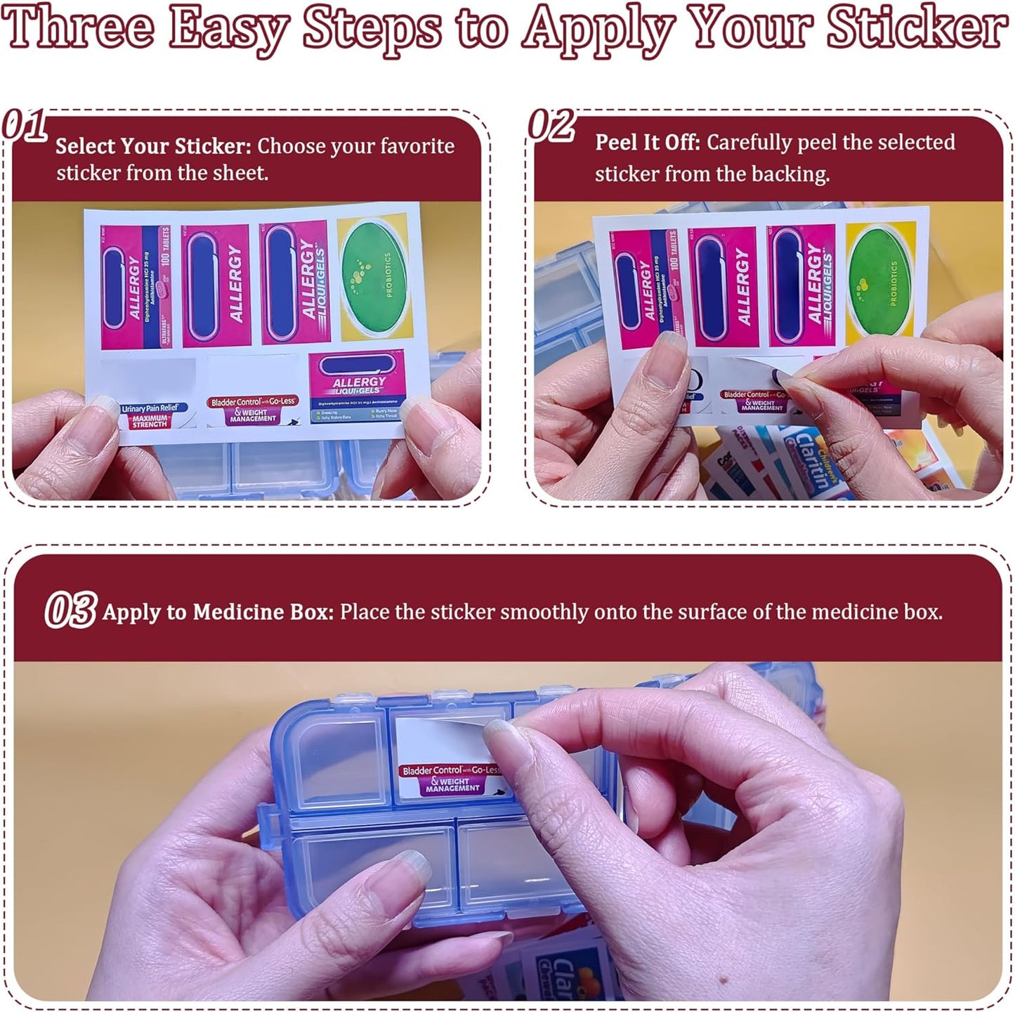 Large Pill Organizer With Medicine Labels - 7 Day Travel Daily Container, Mini Medication Storage Case (White, 161 Labels)