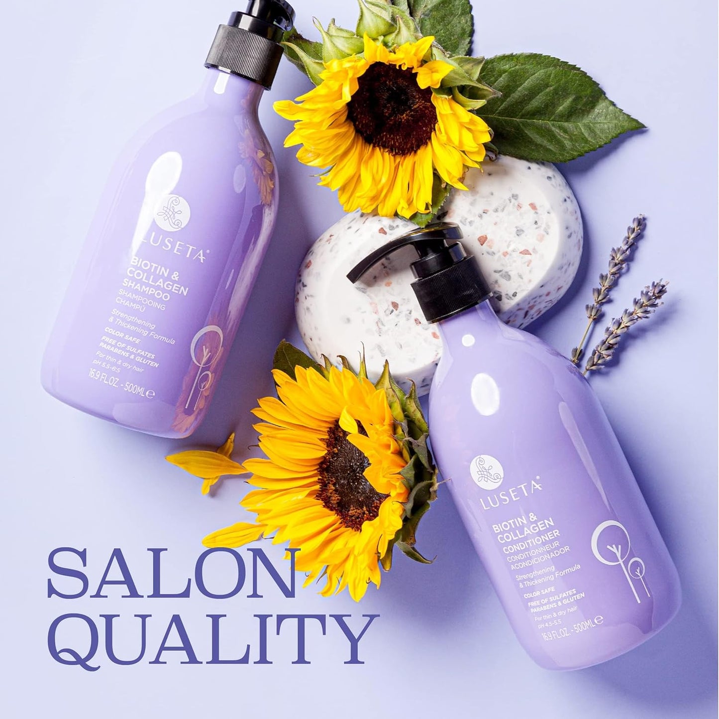 Luseta Biotin Shampoo and Conditioner for Hair - Thickening Shampoo for Thinning Hair- Infused with Argan Oil to Damaged Dry Hair - Sulfate Free Paraben Free-2 x 16.9 fl oz