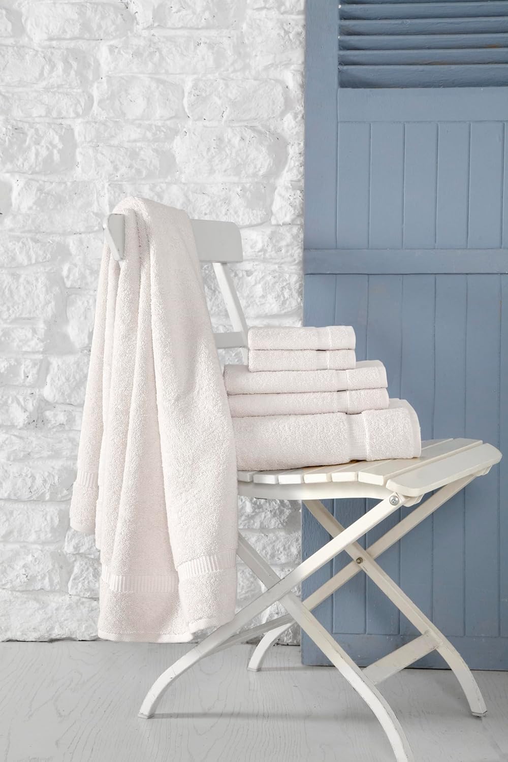 SALBAKOS 100% Turkish Cotton 6-Piece Towel Set | Heirloom Quality Hotel & Spa Collection | Soft, Super Absorbent 2 Washcloth, 2 Hand, 2 Bath Towel Sets | Made in Turkey (Ivory, 6 Piece Towel Set)