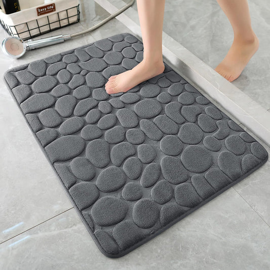 YIHOUSE Bathroom Mat Rug, Memory Foam Bath Mat, Non-Slip Bathroom Floor Mats, Cobblestone Bath Mats Absorbent Bath Rugs Washable Quick Dry (17x24,Dark Gray)