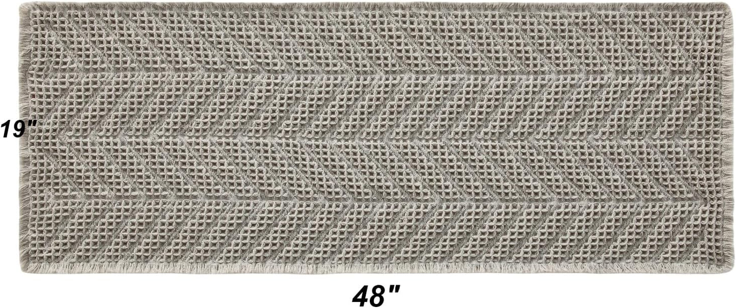 Bathroom Runner Rug Super Absorbent Non Slip Long Bath Mat Machine Washable Boho Bathroom Rugs Quick Dry Rug Runners for Hallway Bedroom Laundry Room,Grey, 2'x 6'(24" x 72")