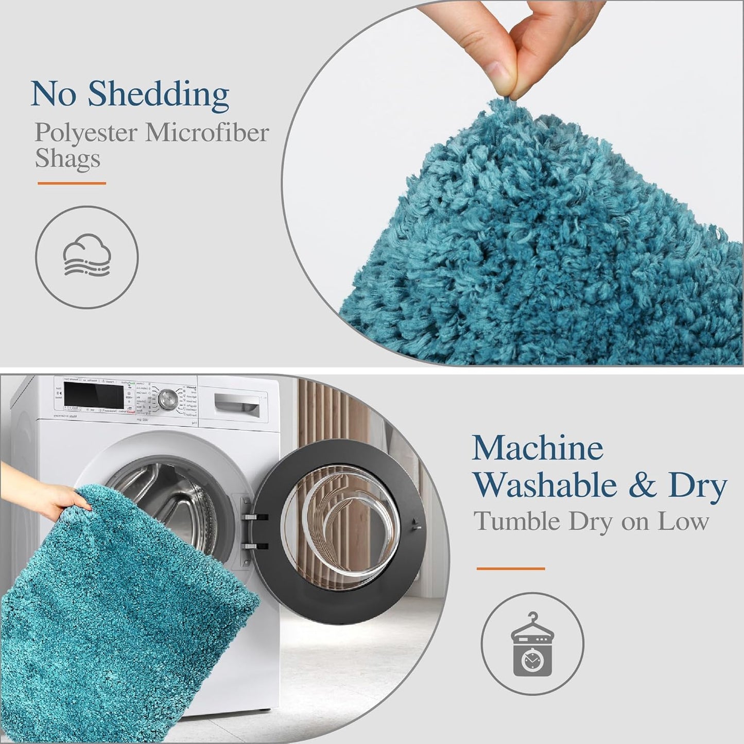 Walensee Large Bathroom Rug (24 x 60, Teal) Extra Soft and Absorbent Shaggy Bath Mat Machine Washable Microfiber Non Slip Luxury Floor Mat