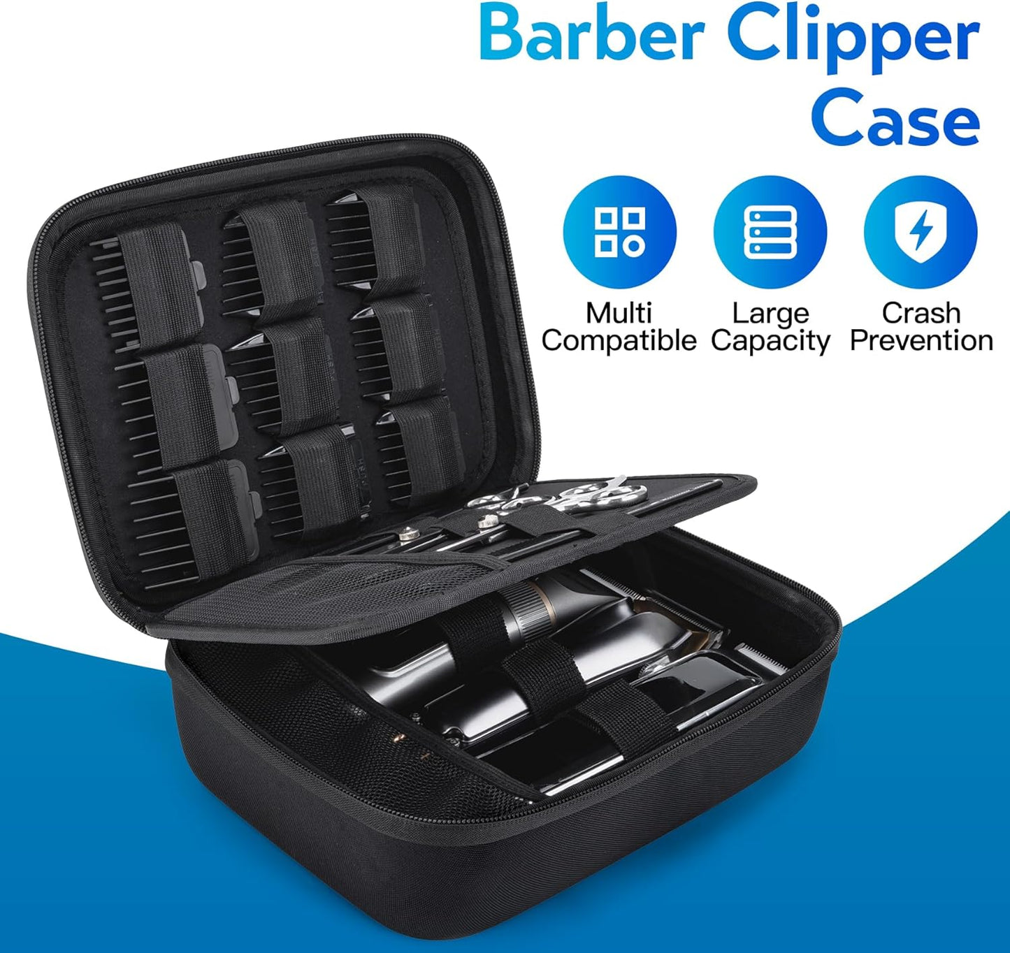 SMYV Barber Bags for Clippers and Supplies, Mens Hair Trimmers Box, Portable Clipper Storage Case for Barber Accessories (Case Only)