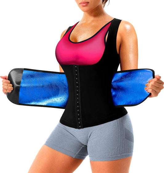 Sauna Suit for Women Slimming Shirt Sweat Vest Heat Trapping Tank Top Workout Shaperwear,Adjust Belt,Breathable Armpit