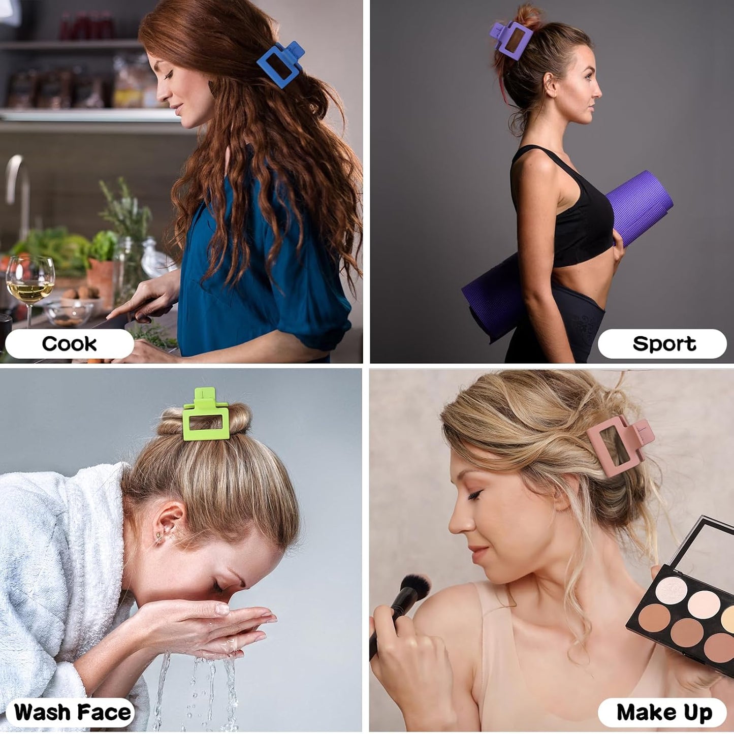 2 Inch Medium Hair Claw Clips 12 Pcs Square Hair Clips for Thin Hair Matte Nonslip Acrylic Banana Jaw Clips Bulk Hair Accessories for women and Girls - Dopamine