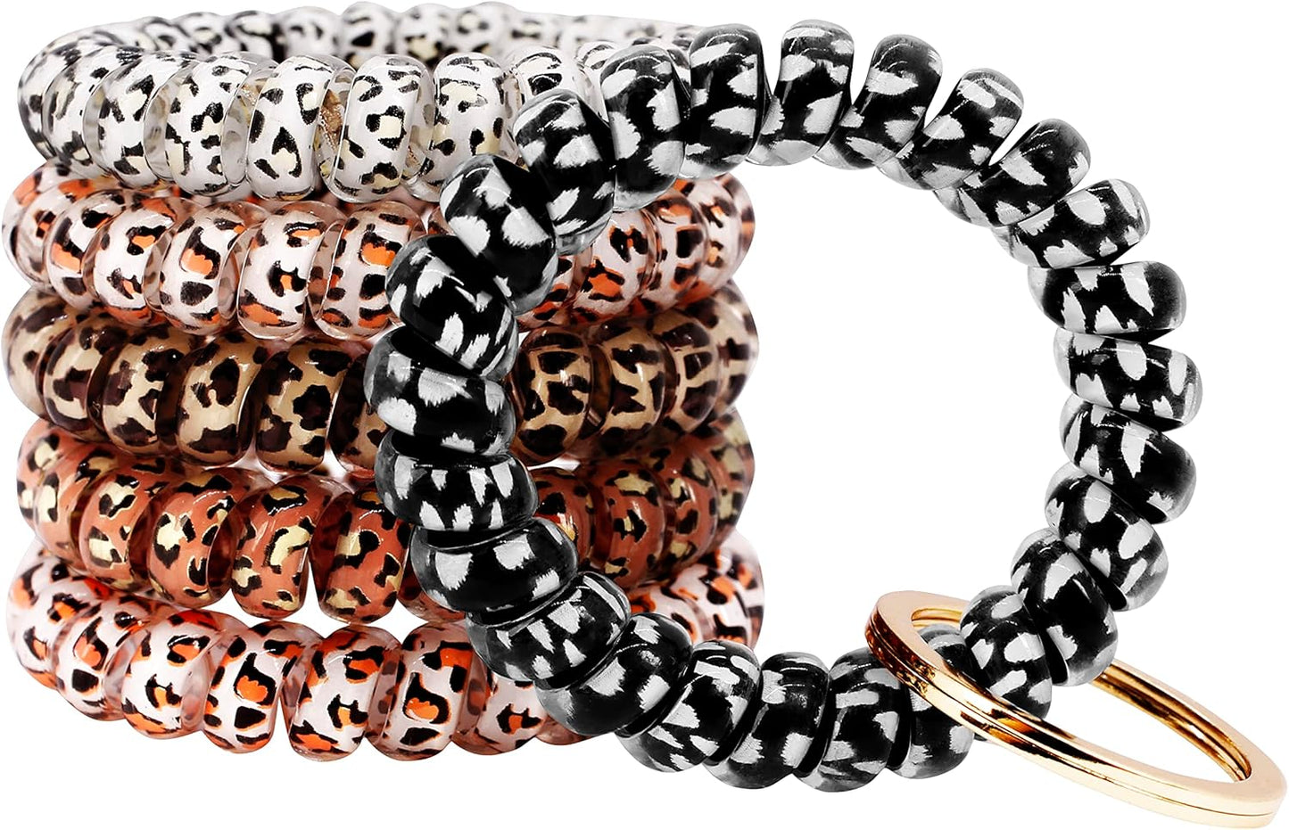 BIHRTC Pack of 6 Stretchy Keychain Plastic Coil Stretch Wristband Bracelet Wrist Coil Key Ring Wrist Coil Wrist Keychain Colorful Stretch Key Chain for Gym Pool ID Badge Sauna