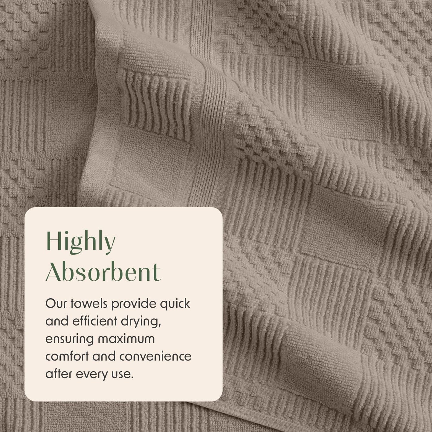 Springtree Home 100% Cotton Bathroom Towel Set | 6 Piece Set - Brown Bath Towels | Geometric Textured Design | Absorbent & Quick-Dry | Oeko-TEX® Standard 100 Cotton | Myla Collection - Cobblestone