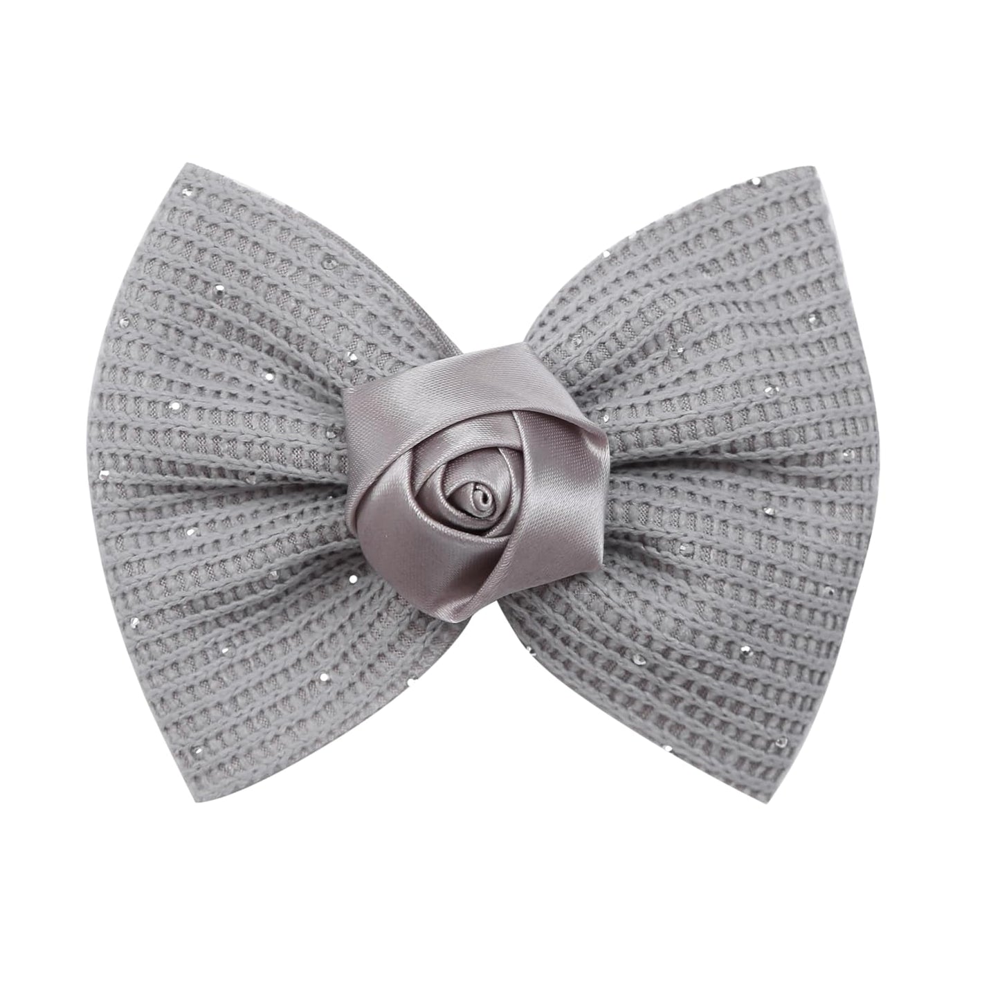 Elegant Hair Bow Set Sweet Styles with Crystal and Pearl Accents Fashion Hair Clips for Girls (Silver/Burgundy/Black)