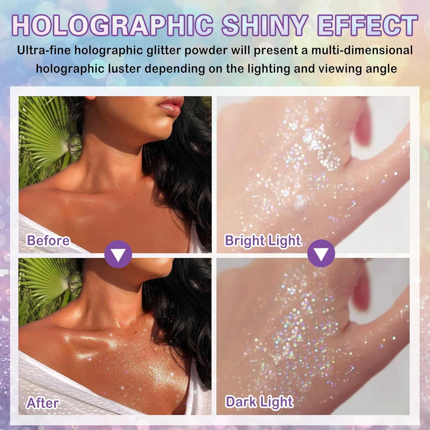 Body Glitter Spray,150ML Glitter Hairspray,Long-Lasting and Quick-Drying,Shimmer Spray for Kids Women,Suitable for Festival Music Concert Party,4.2 Fl Oz (Rainy-Rainbow)