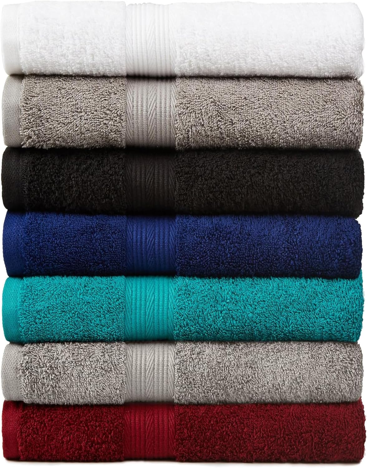 Amazon Basics 6 Piece Oversized Fade resistant Towel set, 100% Cotton towels for bathroom, soft and absorbent, 2 Bath Towels, 2 Hand Towels and 2 Washcloths bathroom towel set, Gray