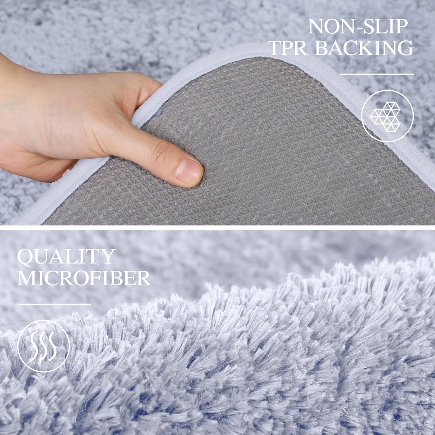 Walensee Large Bathroom Rug (24 x 60, Growing Blue) Extra Soft and Absorbent Shaggy Bath Mat Machine Washable Microfiber Non Slip Luxury Floor Mat