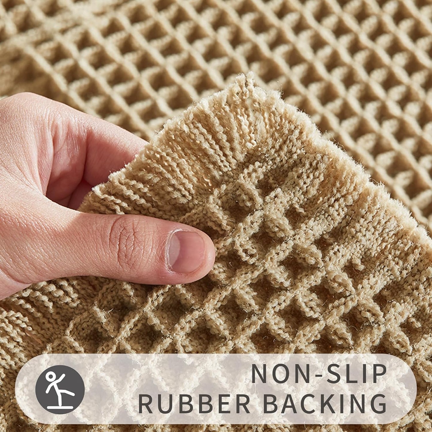 Bathroom Decor - Upgraded Waffle Bath Mat, Super Absorbent Non Slip Bath Carpet, Machine Washable, Quick Dry, Ultra Soft Brown 24" x 36"