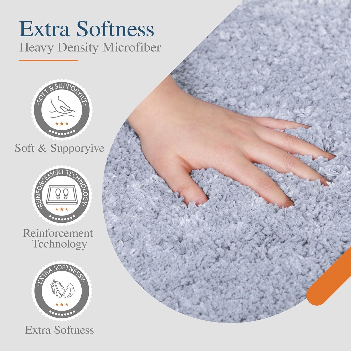 Walensee Large Bathroom Rug (24 x 36, Growing Blue) Extra Soft and Absorbent Shaggy Bath Mat Machine Washable Microfiber Non Slip Luxury Floor Mat