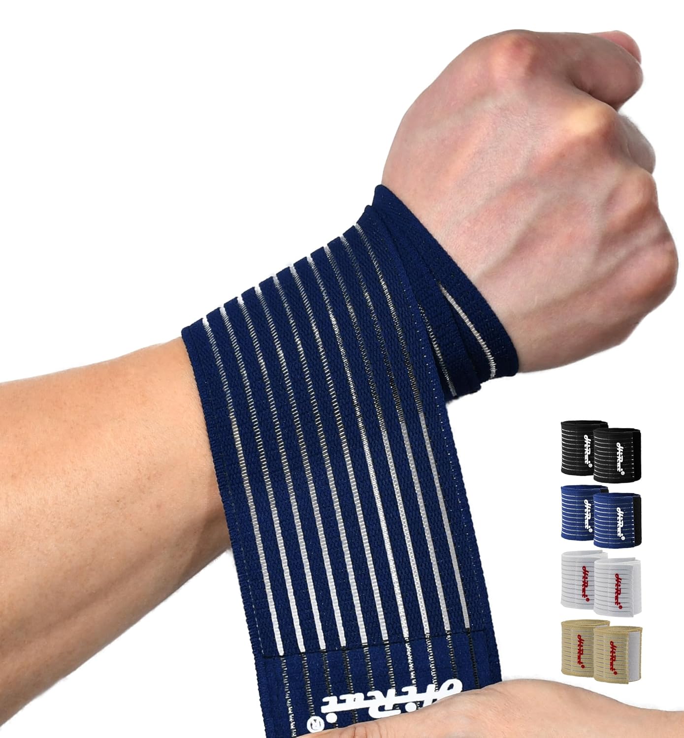 HiRui 2-Pack High-Elastic Wrist Support Straps Wrist Compression Bandage - Wrist Wraps Wristbands for Carpal Tunnel Arthritis Tendonitis Weightlifting Tennis Basketball - Breathable Soft (Navy Blue)