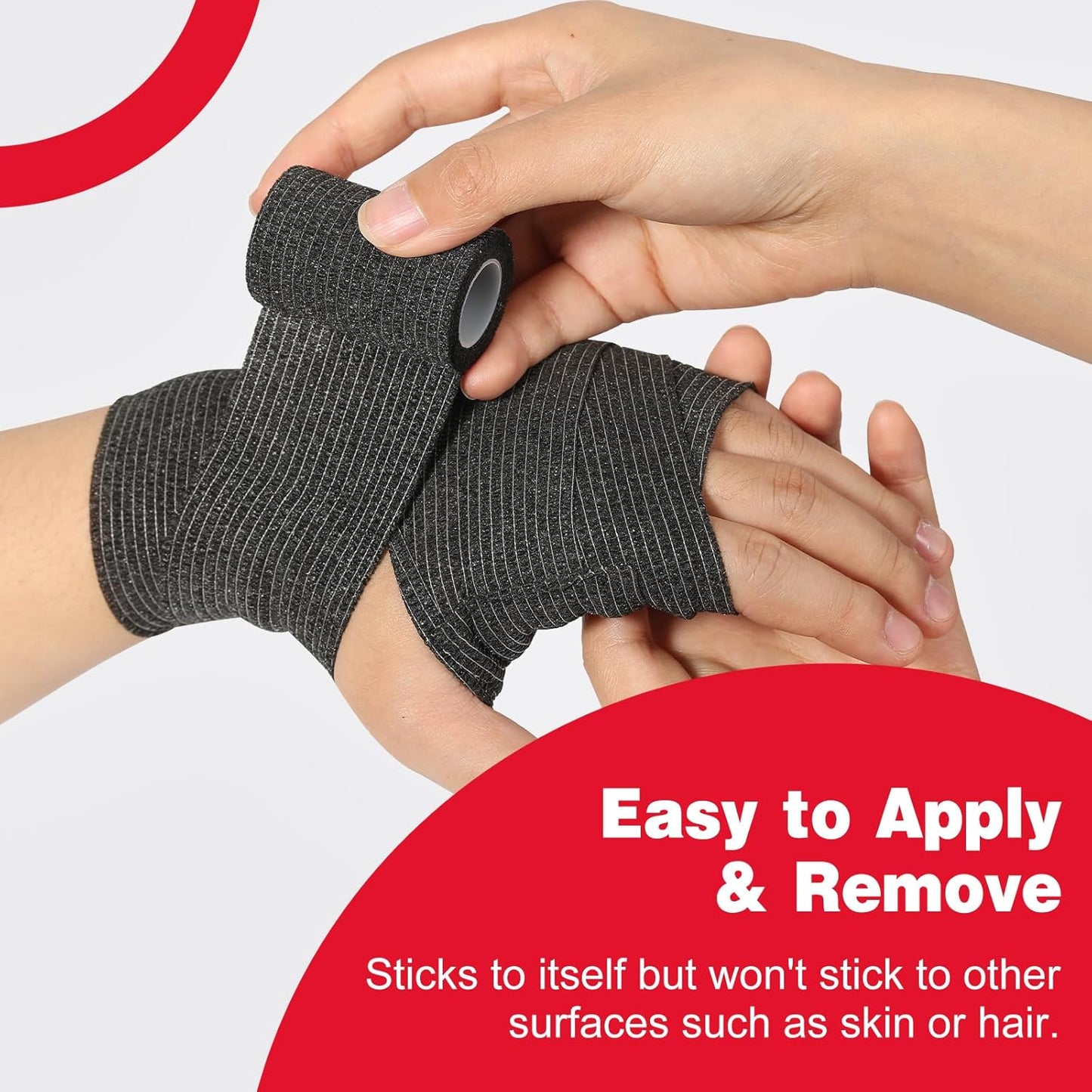 AZEN 40 Pack Self Adhesive Bandage Wrap Black, 2" X 5 Yards Black Athletic Tape, Vet Wrap, Tattoo Grip Tape Wrap，Ankle Tape, Cohesive Bandage Wrap