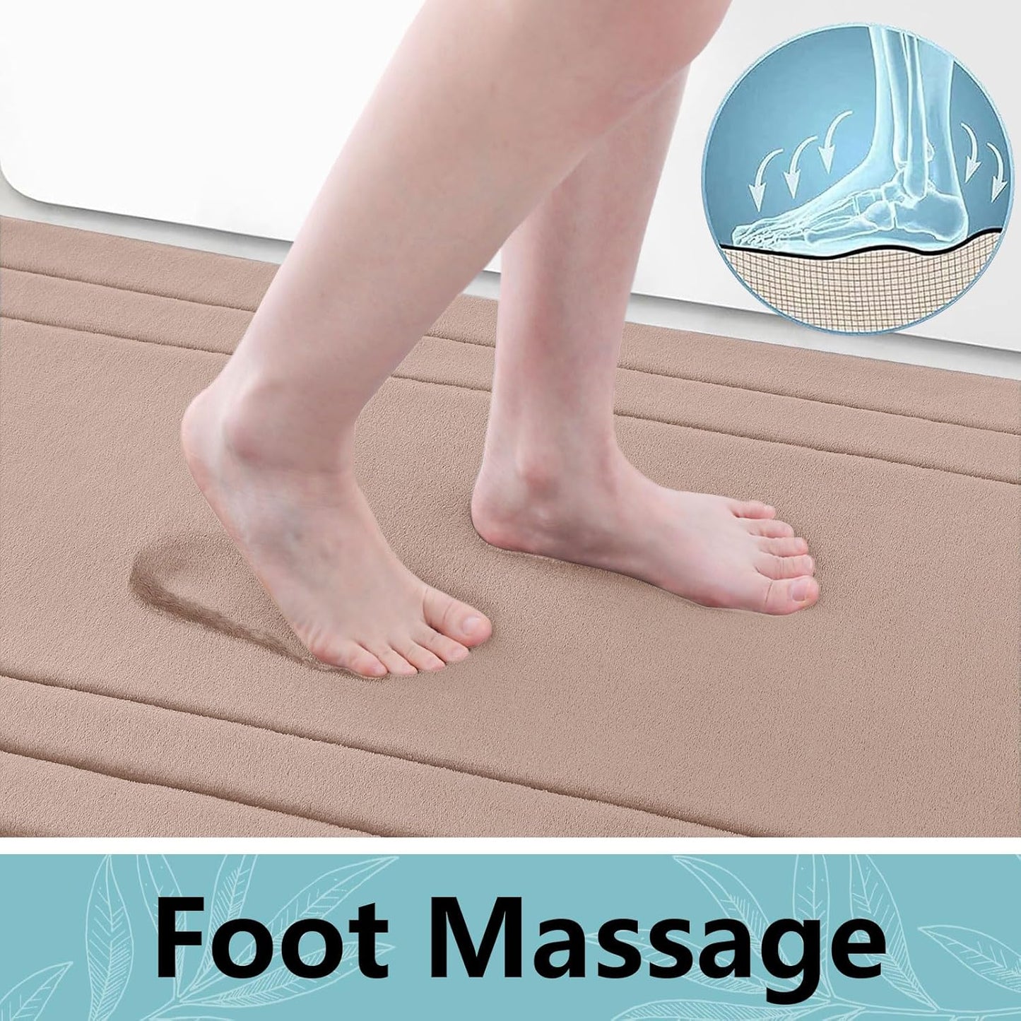 Arotive Memory Foam Bathroom Rug Mat 70x24, Ultra Soft and Absorbent Bath Mat, Machine Wash Dry, Comfortable Bath Rug Carpet for Bathroom Floor, Tub and Shower, Camel