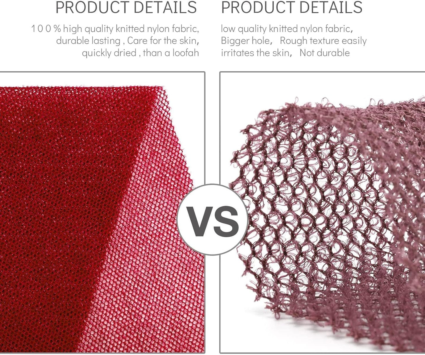 UJFQBH 2 Pieces African Bath Sponge African Net Long Net Bath Sponge Exfoliating Shower Body Scrubber Back Scrubber Skin Smoother,Great for Daily Use (Red)