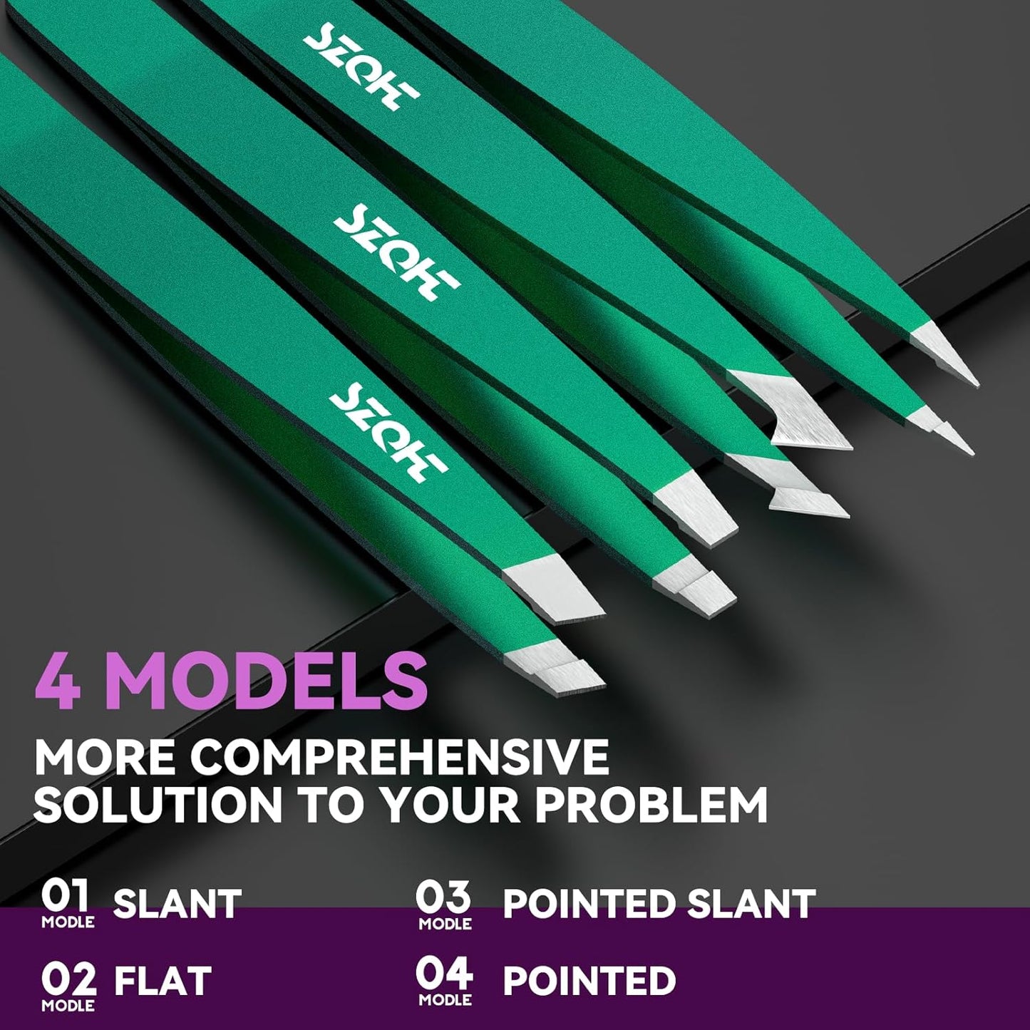 Professional Tweezers Set for Eyebrows – 4PC Precision Stainless Steel Tweezers Kit with Slant, Pointed & Flat Tips – Eyebrow Hair Removal Tool for Women & Men – Eco-Friendly Paper Tube Packaging