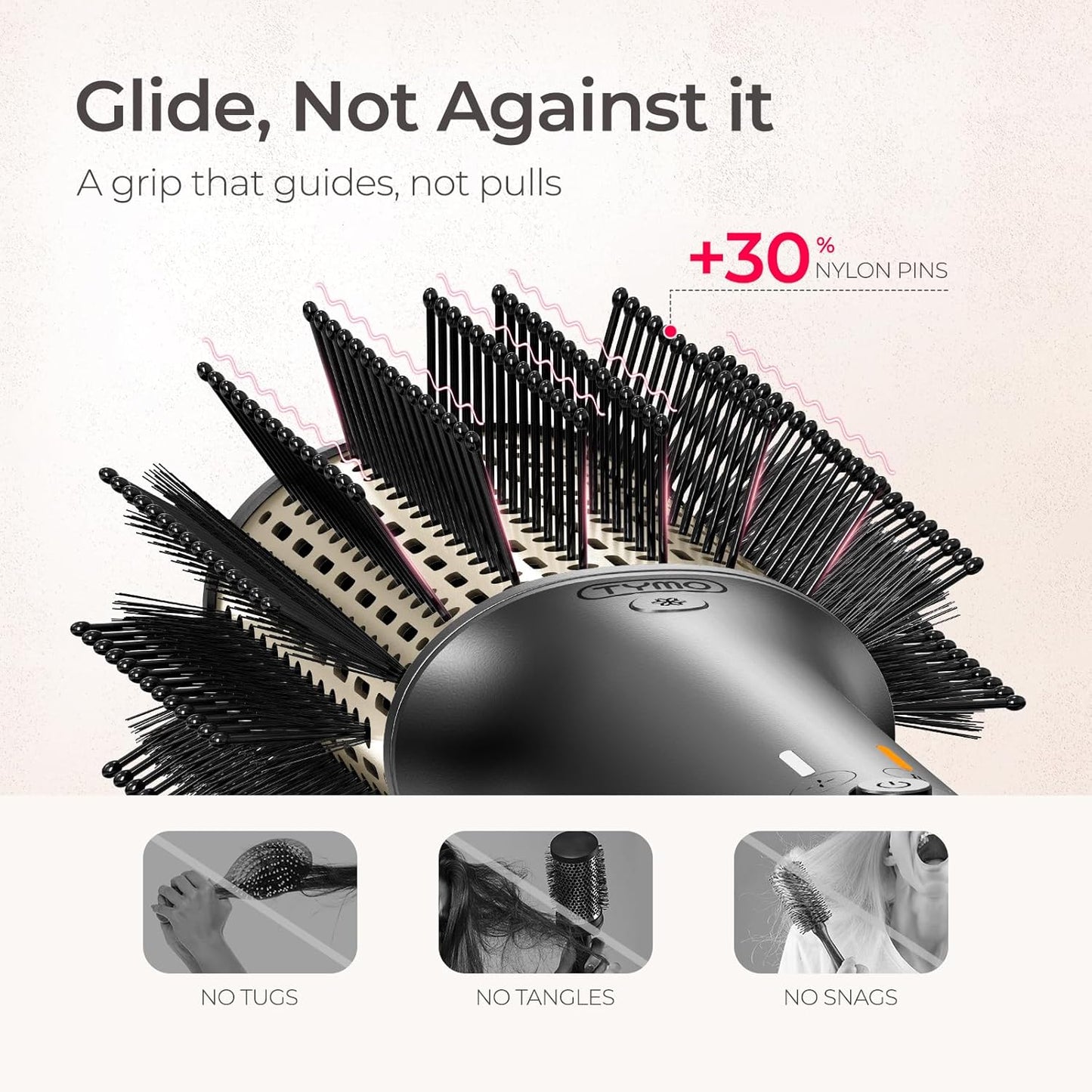 TYMO Hair Blow Dryer Brush, High-Speed Hair Dryer Brush for 300% Faster Dry and Style, Hot Air Blowout Brush, One Step Straightener Volumizer with 200M Negative Ion for Smooth, Frizz-Free