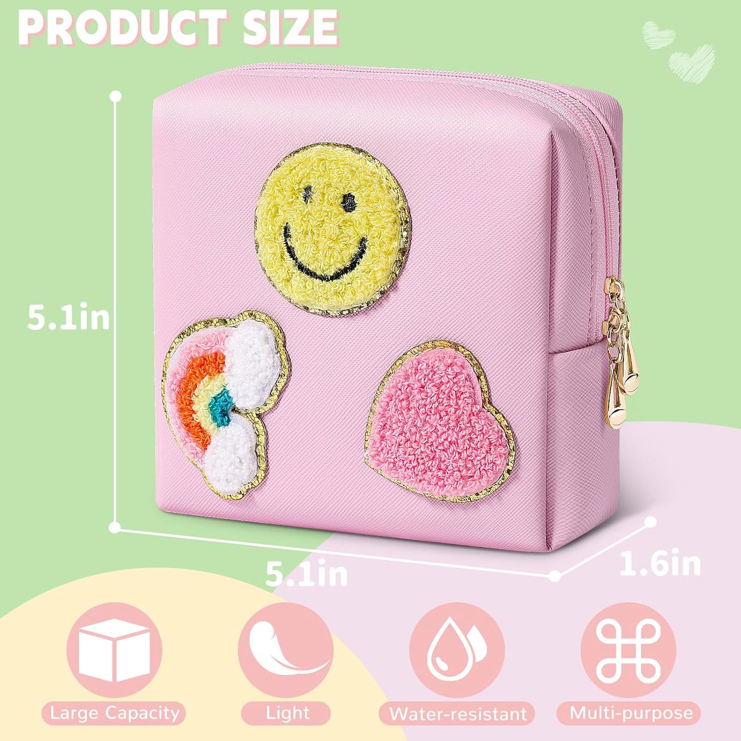 Period Bag for Teen Girls PU Leather Sanitary Pad Bags for Period Teen Period Pads Pouch for Panty Liners, Tampons, Menstrual Cup - White