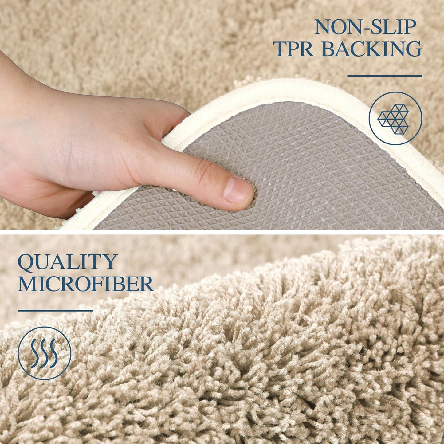 Walensee Large Bathroom Rug (24 x 40, Blush Beige) Extra Soft and Absorbent Shaggy Bath Mat Machine Washable Microfiber Mat, Non Slip Bath Mat, Luxury Bathroom Floor Mats Rubber Back