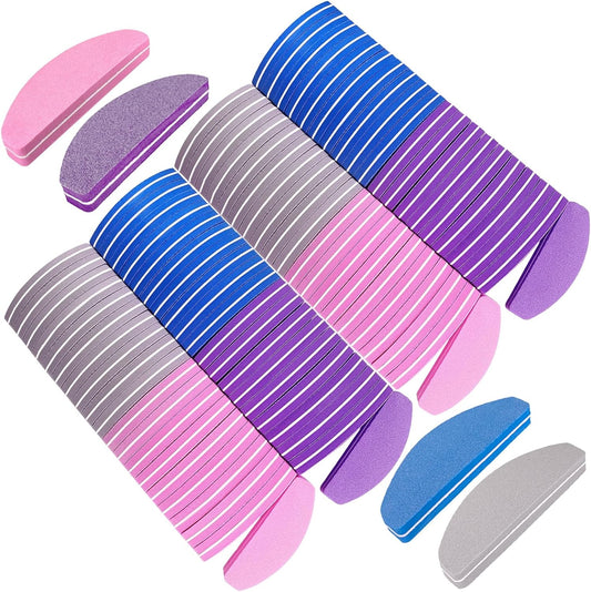 80 Pcs Nail Buffers, Buffer Block Nail Files Bulk for Acrylic Nails and Natural Nails Double Sided 100/180 Grit Portable Washable Sanding Buffing Buffers Arc Shape (80Pcs Multicolor)
