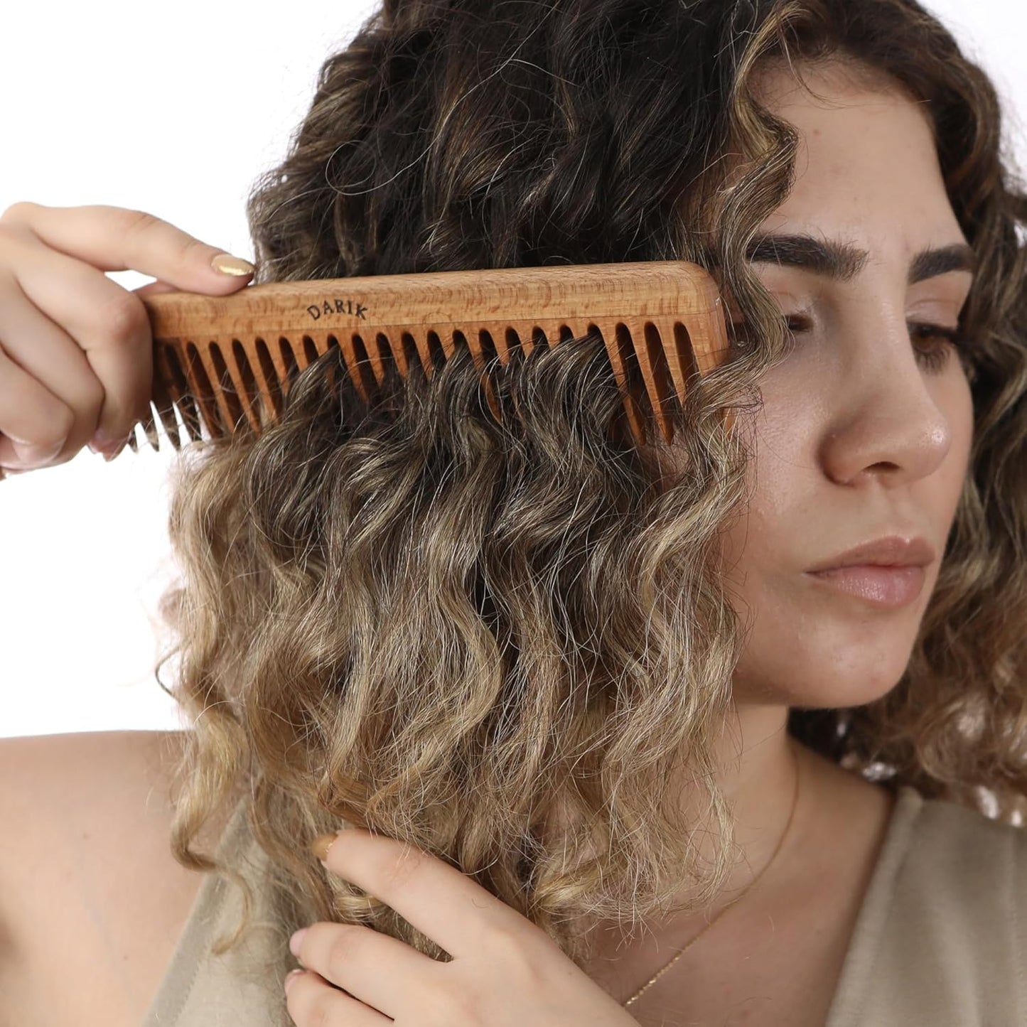 Wide Tooth Wooden Comb Handmade - Natural Vintage Style Wide Tooth Comb for Curls Gentle Styling - Anti-Static Wood Hair Combs For Women Detangling (Sparse Tooth)
