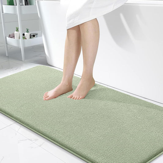 OLANLY Thick Memory Foam Bath Mat Rug 47x24, Extra Soft Absorbent Bathroom Rug, Quick Dry Bath Mats, Non-Slip, Machine Washable Carpet for Bathroom, Tub and Shower, Home Decor Accessories, Sage Green