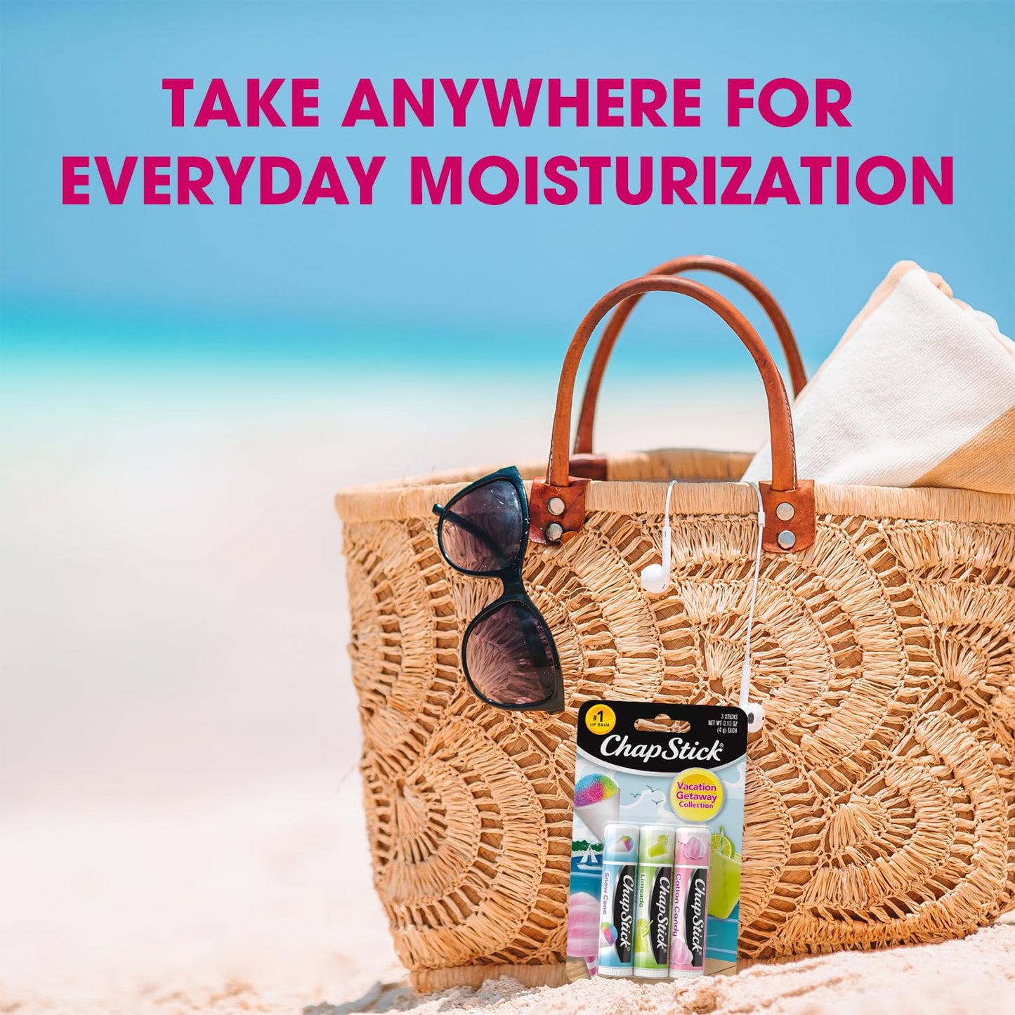 ChapStick Bulk Lip Balm, Vacation Getaway Collection, 3-Packs (12 Sets/36 Tubes) – Fun & Flavorful Lip Care, Birthday Gifts, Party Favors, Stocking Stuffers, 0.15 Oz Ea