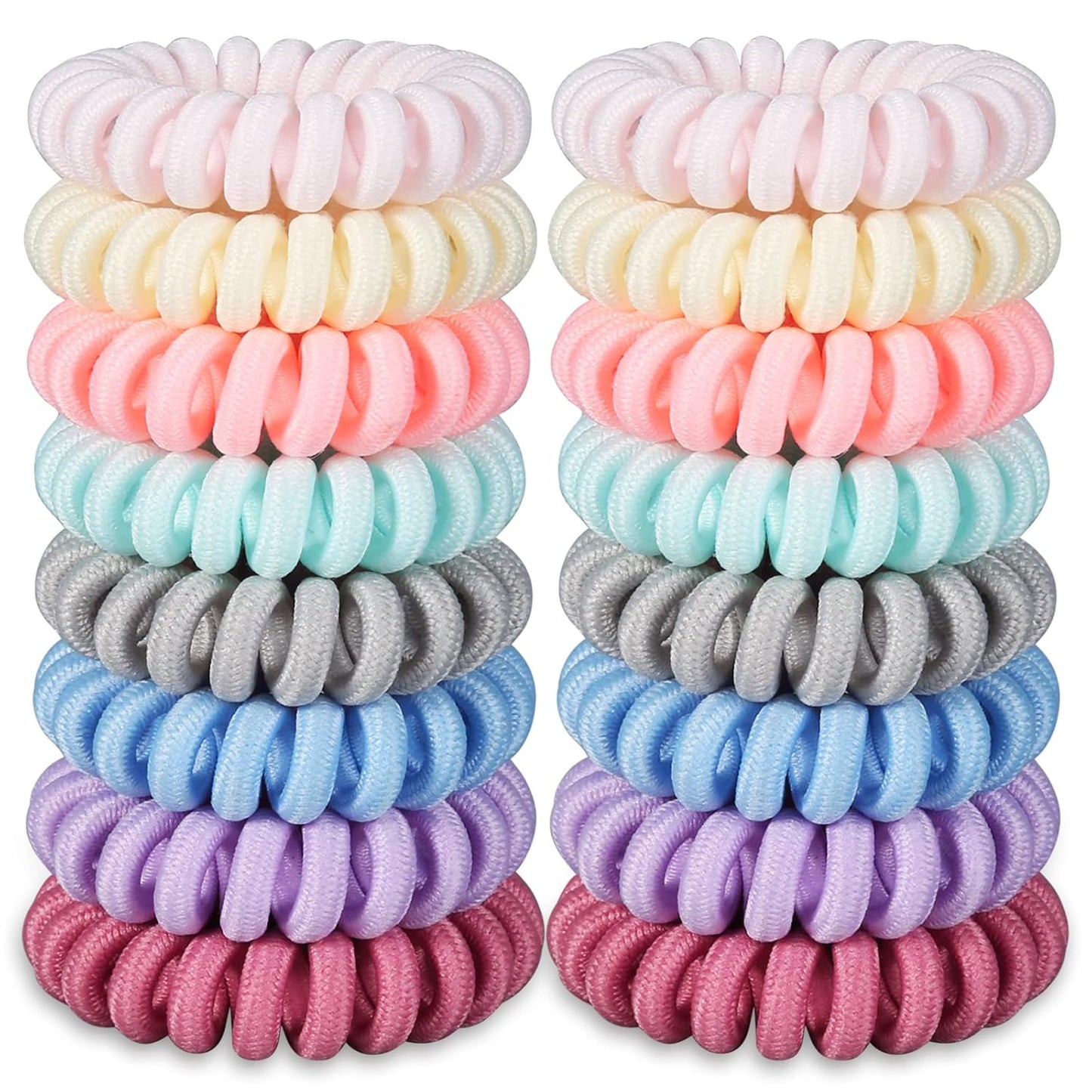 Hair Ties, 16 Pack Spiral Hair Coils for Thick & Thin Hair - No Crease, No Damage Ponytail Holders for Women and Children