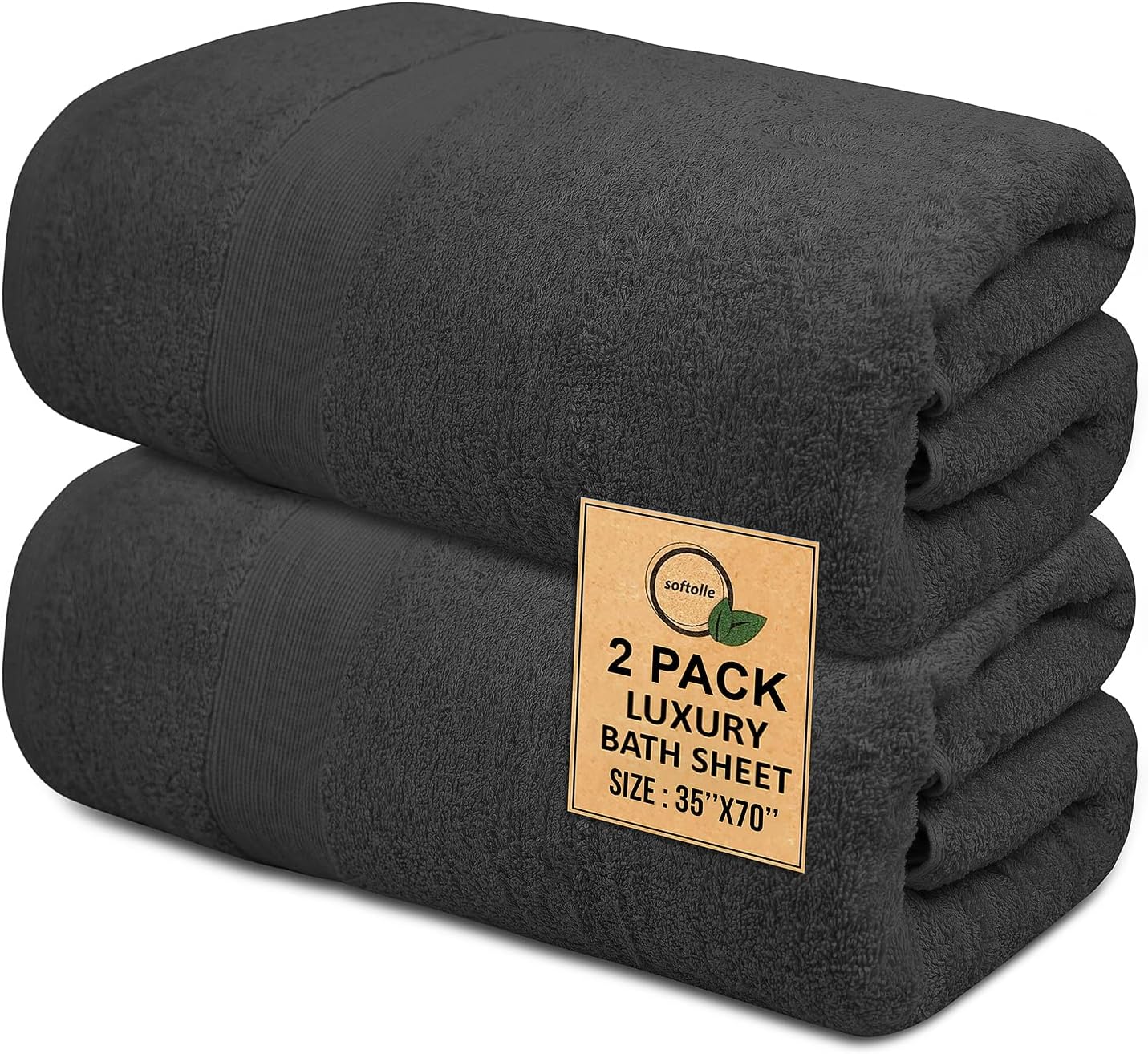 100% Cotton Luxury Bath Sheets - Pack of 2 (35" x 70") | Super Soft, Quick-Dry & Highly Absorbent Towels for Bathroom, Home, Spa & Gym (Grey)