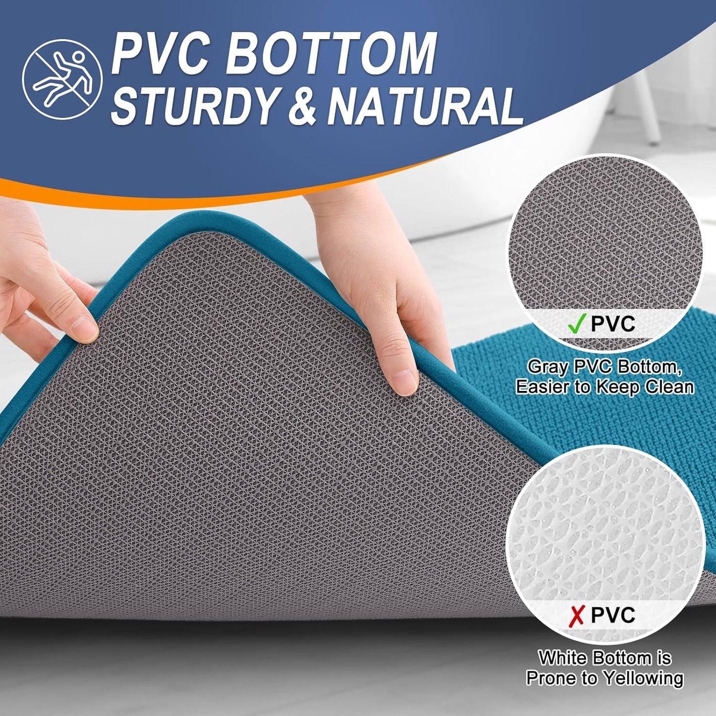 OLANLY Thick Memory Foam Bath Mat Rug 30x20, Extra Soft Absorbent Bathroom Rug, Quick Dry Bath Mat, Non-Slip, Machine Washable Carpet for Bathroom, Tub and Shower, Home Decor Accessories, Peacock Blue