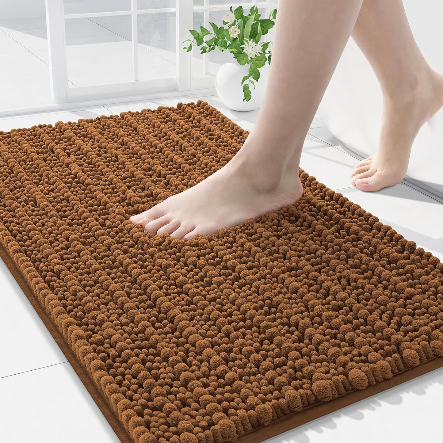 Arotive Luxury Chenille Bathroom Rug Mat, Extra Soft Thick Absorbent Shaggy Bath Rugs, Non-Slip Machine Wash Dry, Plush Bath Mats for Bathroom, Shower and Tub, 36x24, Ochre