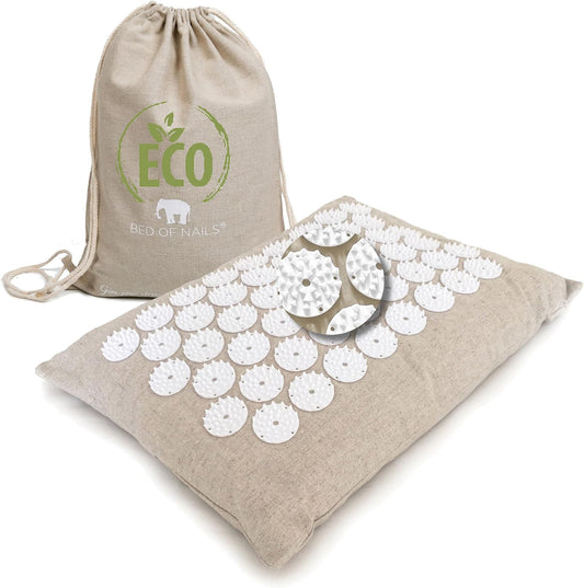 Bed of Nails Original Premium Comfortable ECO Acupressure Pillow Flat Cushion, 2520 Acupuncture Pressure Points for Neck Pain, Back Pain, Stress Relief, Linen Tote Bag, 16x11x4