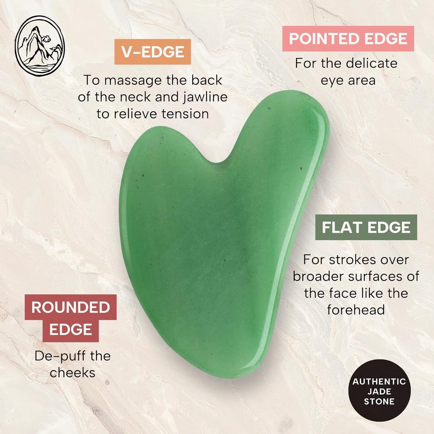 Mount Lai Jade Gua Sha Facial Tool – The Stone of Eternal Youth – 100% Genuine Jade Stone Face Sculpting Tool for Lymphatic Drainage, Puffiness Reduction & Timeless Radiance
