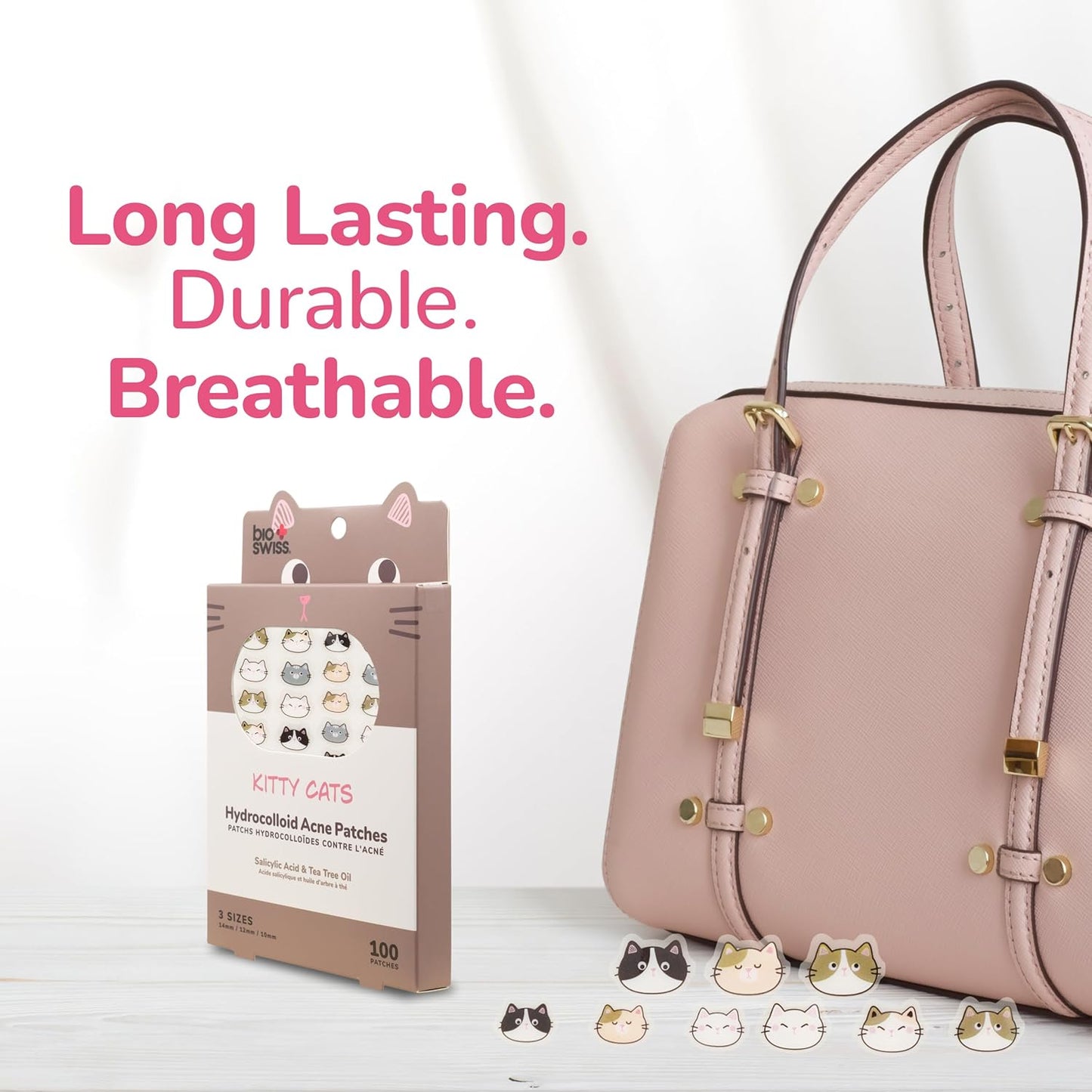 BioSwiss Pimple Patches, Kitty Cats Patch for Zits and Blemishes, Hydrocolloid Spot Stickers for Face and Skin, 100 Count