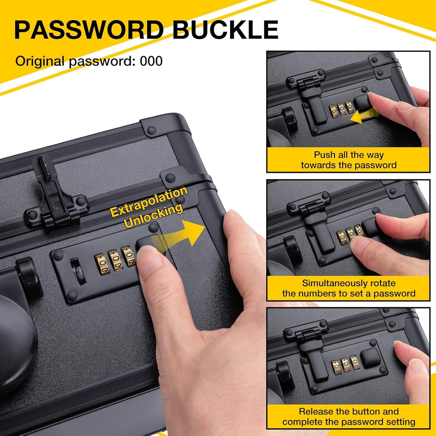 Noverlife Large Barber Carrying Case with Code Lock, 16x11x6in Hairdresser Tool Box Organizer Traveling Case, Portable Travel Barber Suitcase for Hair Stylist Pet Groomer Beauty Salon Makeup Artist