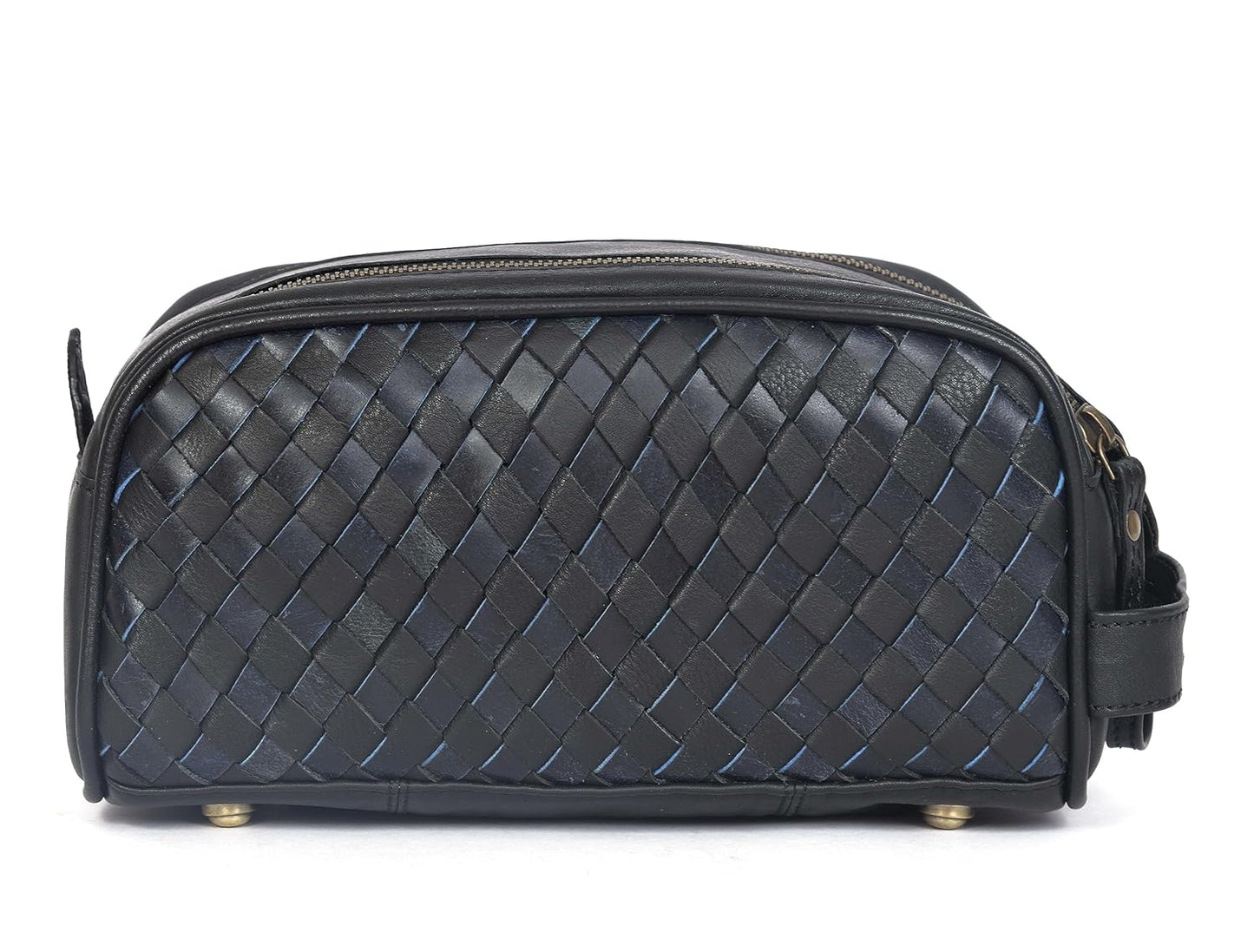 10" Premium Leather Toiletry Travel Pouch With Waterproof Lining | King-Size Handcrafted Vintage Dopp - Kit, Gift for Father's Day By Aaron Leather Goods (Black)