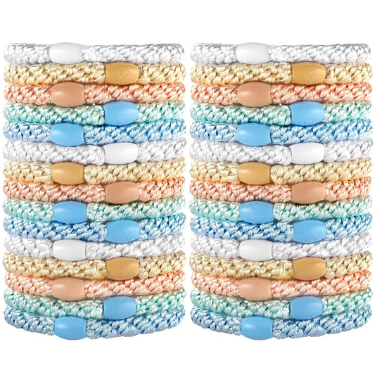 Hair Ties for Thick Hair, Funtopia 30 Pcs Ponytail Holders Elastics Hair Bands, No Damage No Crease Hair Elastics for Women Girls Teens