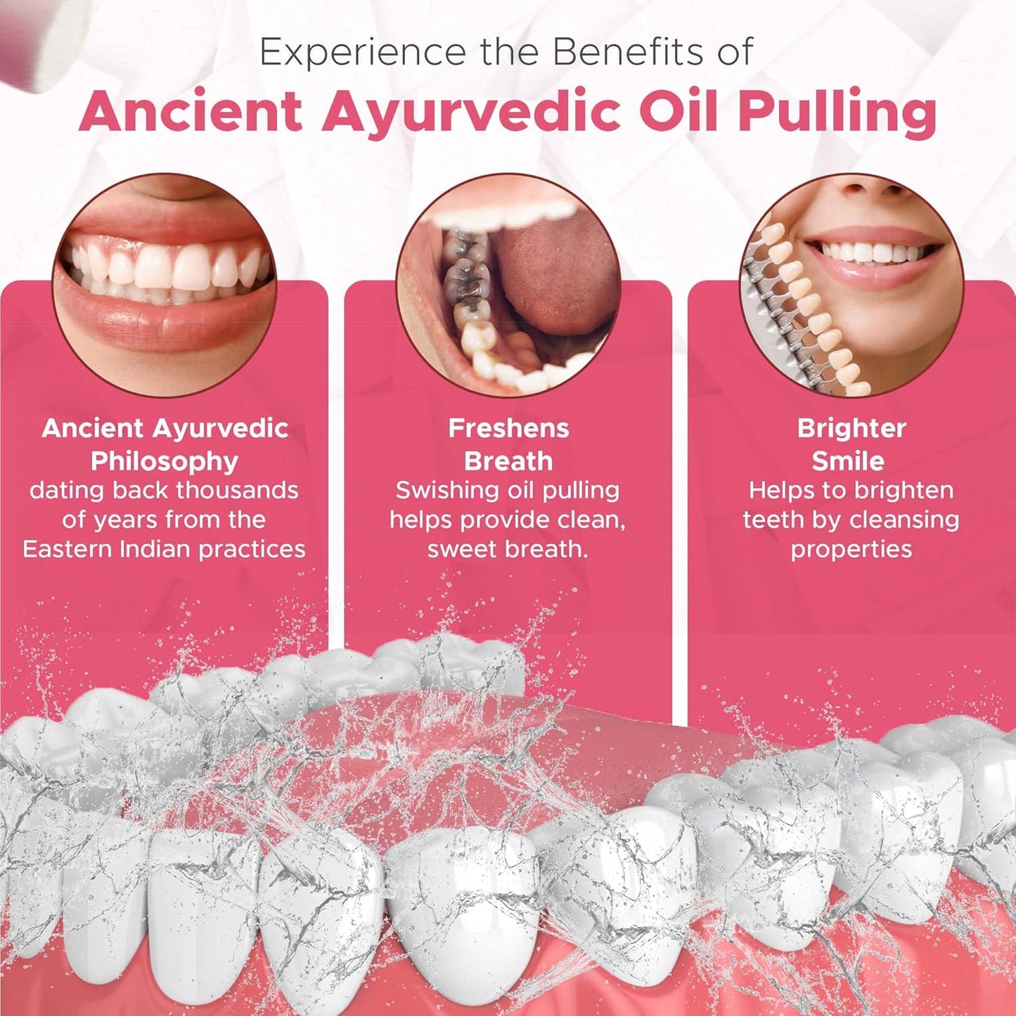 Oil Pulling for Teeth and Gums | Made in USA Bubble Gum Flavored Organic Sesame Oil Oral Rinse Mouth wash | Ayurvedic Pulling Rinse to Freshen Your Breath | Oral Care Teeth Whitening Mouthwash-8 FL Oz