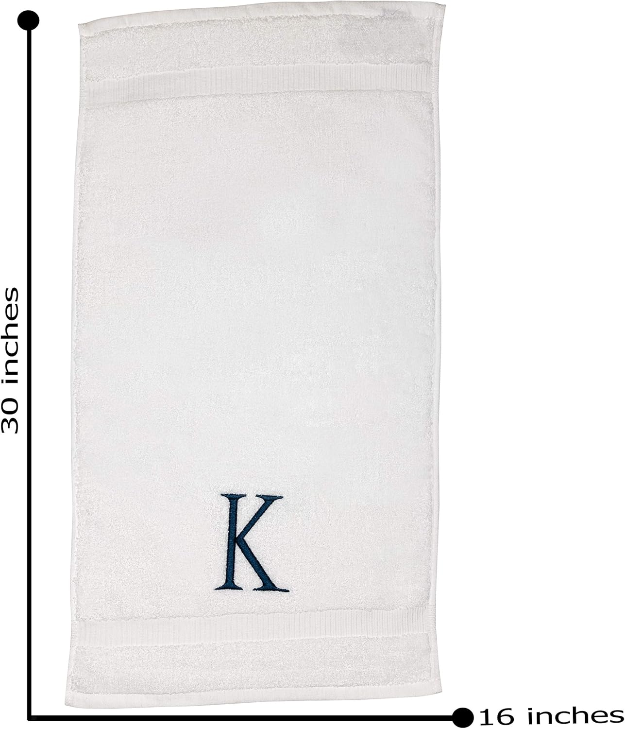 Monogrammed Hand Towels for Bathroom - Luxury Hotel Quality Personalized Initial Decorative Embroidered Bath Towel for Powder Room, Spa - GOTS Organic Certified - Set of 2 Navy Letter K