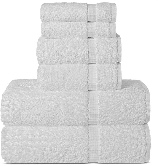 Chakir Turkish Linens Luxury Spa and Hotel Quality Premium Turkish Cotton 6-Piece Towel Set (2 x Bath Towels, 2 x Hand Towels, 2 x Washcloths)