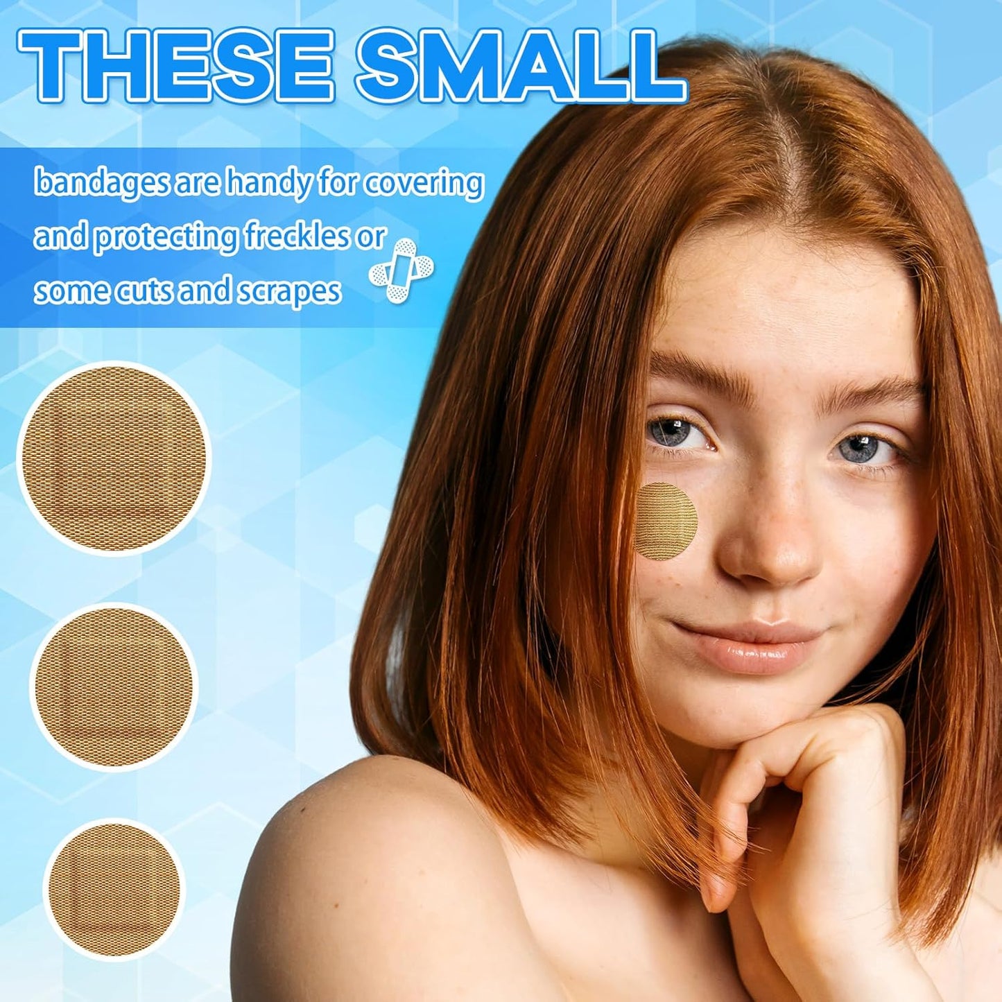 Geiserailie 120pcs Small Bandage Bulk Round Oval Bandages for Face Fabric Adhesive Flexible Breathable Bandages Fabric for Small Wound Protection Care, 6 Sizes, 7/8'', 1'', 1.4'', 1.5 x 1.75''