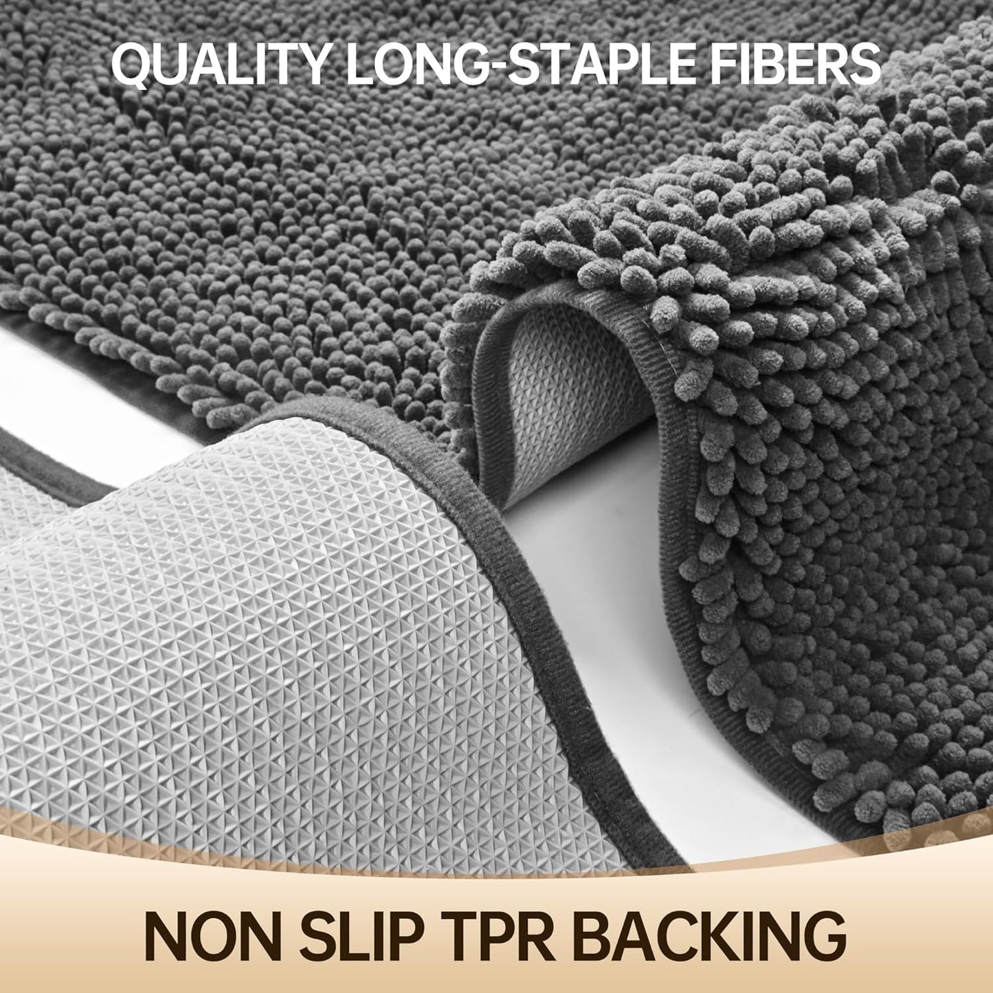 Amyracel Bathroom Rug Mat 30x48, Thick Soft Quick Dry Absorbent Chenille Bath Rug, Rubber Back Non Slip Machine Washable Bath Mat for Bathroom Shower Tub Floor