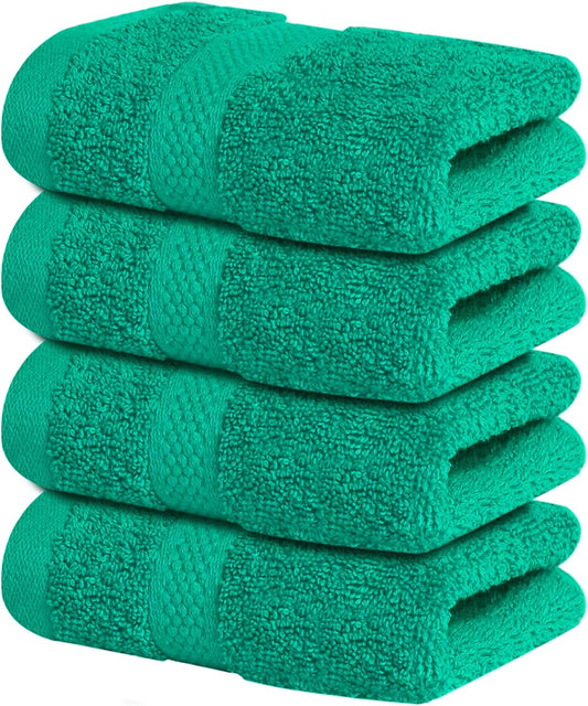 Infinitee Xclusives Luxury Wash Cloths for Showering [13x13] – 100% Cotton Washcloths [Pack of 4], Soft and Absorbent Face Towels for Bathroom Wash Clothes, Gym, and Spa (Vivid Green)