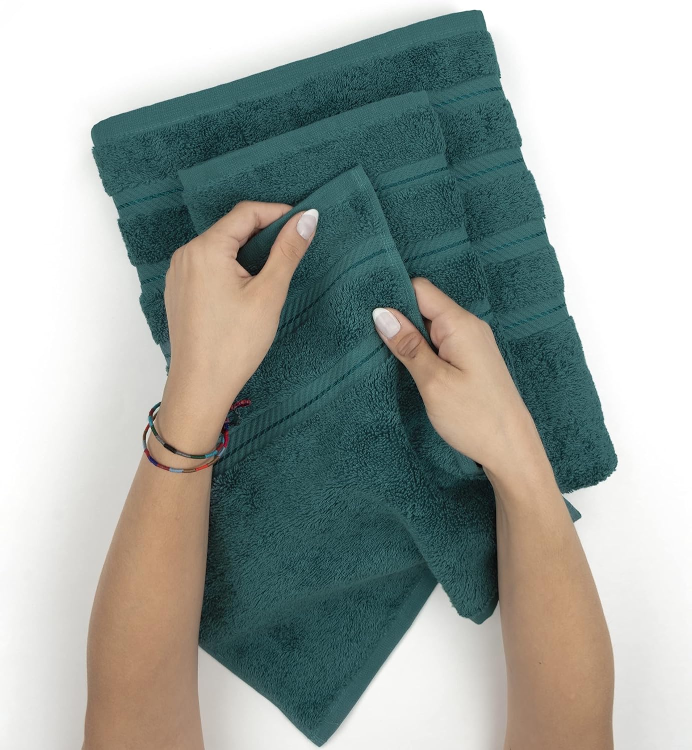 American Soft Linen Premium 3 Piece Towel Set, 1 Bath Towel 1 Hand Towel 1 Washcloth, 600 GSM 100% Cotton Turkish Towels for Bathroom, Teal Towel Set