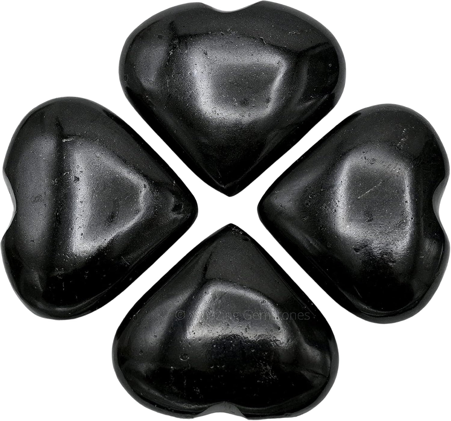 Amazing Gemstone Black Tourmaline Crystal Heart Palm Stone - Pocket Massage Worry Stone for Natural Body Chakra Balancing, Reiki Healing and Crystal Grid