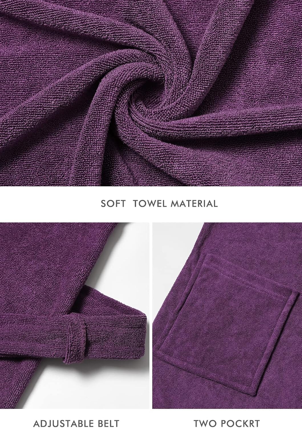 Orrpally Women Kimono Robes Lightweight Terry Cloth Bathrobe Knee Length Bath Robe